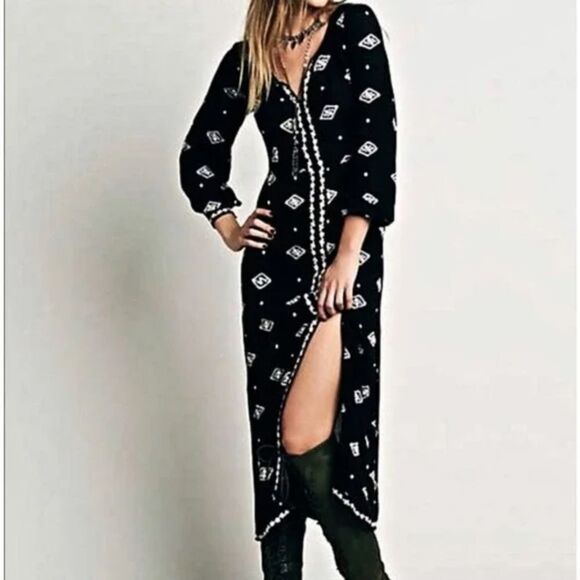 Free People Lily of the Valley Gauze Gothcore Dress - Picture 1 of 16